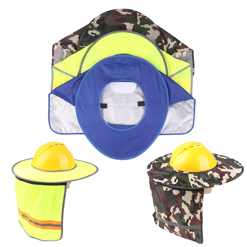 

Summer Sunscreen Hat Brim Construction Site Outdoor Safety Helmet Breathable Sun Hat Cover Reflective Hat Curtain Neck Shield