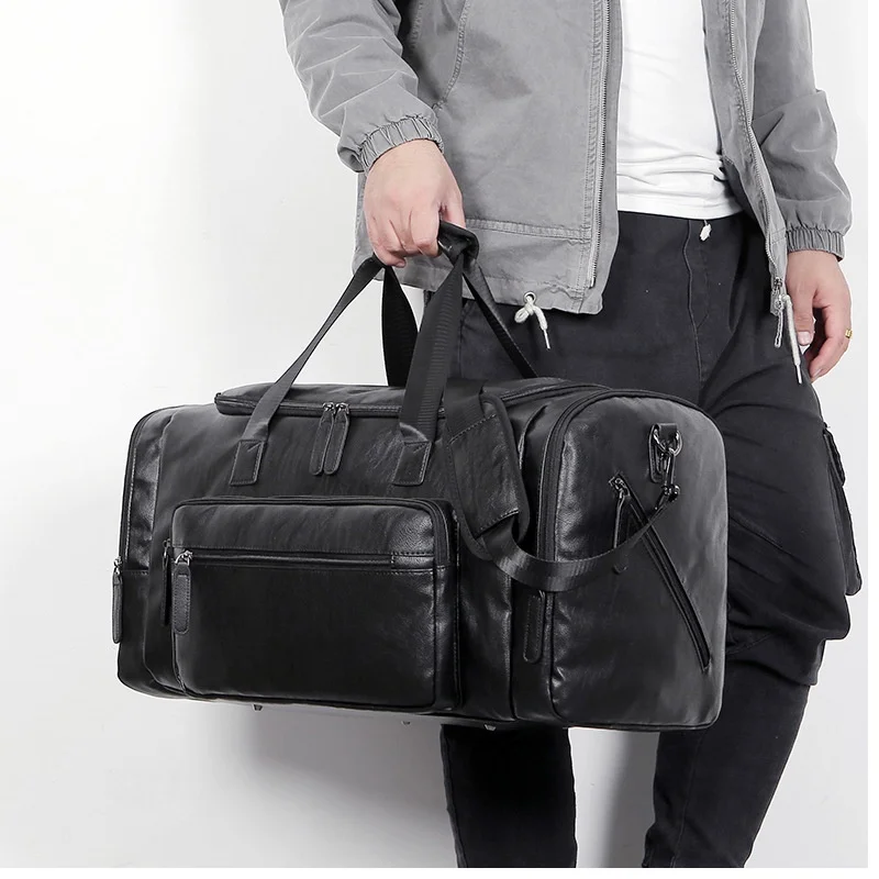 

Retro Large Capacity Leather Travel Tote Bags for Men Weekend Duffel Hand Luggage Shoulder Bag Male Retro Leather Handbags