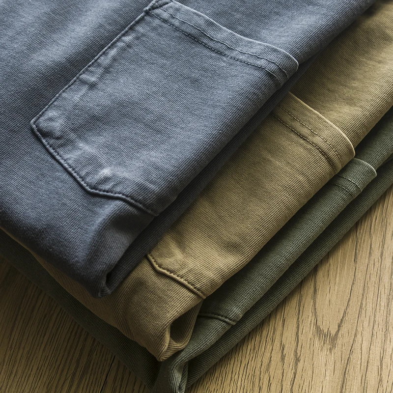 

380g Heavyweight American Retro Waed ket T-irt Long Sve round Ne Vintage Sle Men's Faion Spring Collection