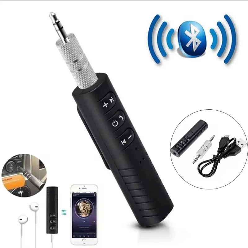 2 In 1 Car Bluetooth 5.0 Receiver 3.5mm AUX Jack Stereo Audio Transmitter Speaker Amplifier Wireless Adapter For PC Headphones