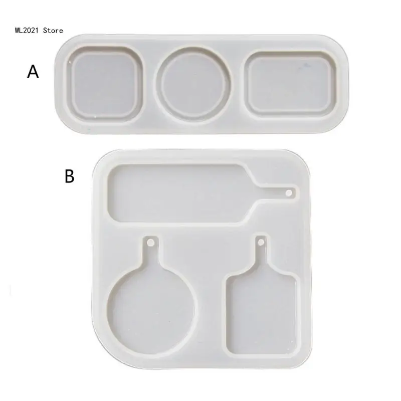 

Unique Trays Mini Food Play Tray Silicone Resin Mold Round Square Pendant Mold for DIY Keychain Jewelry Food Drink Epoxy Molds