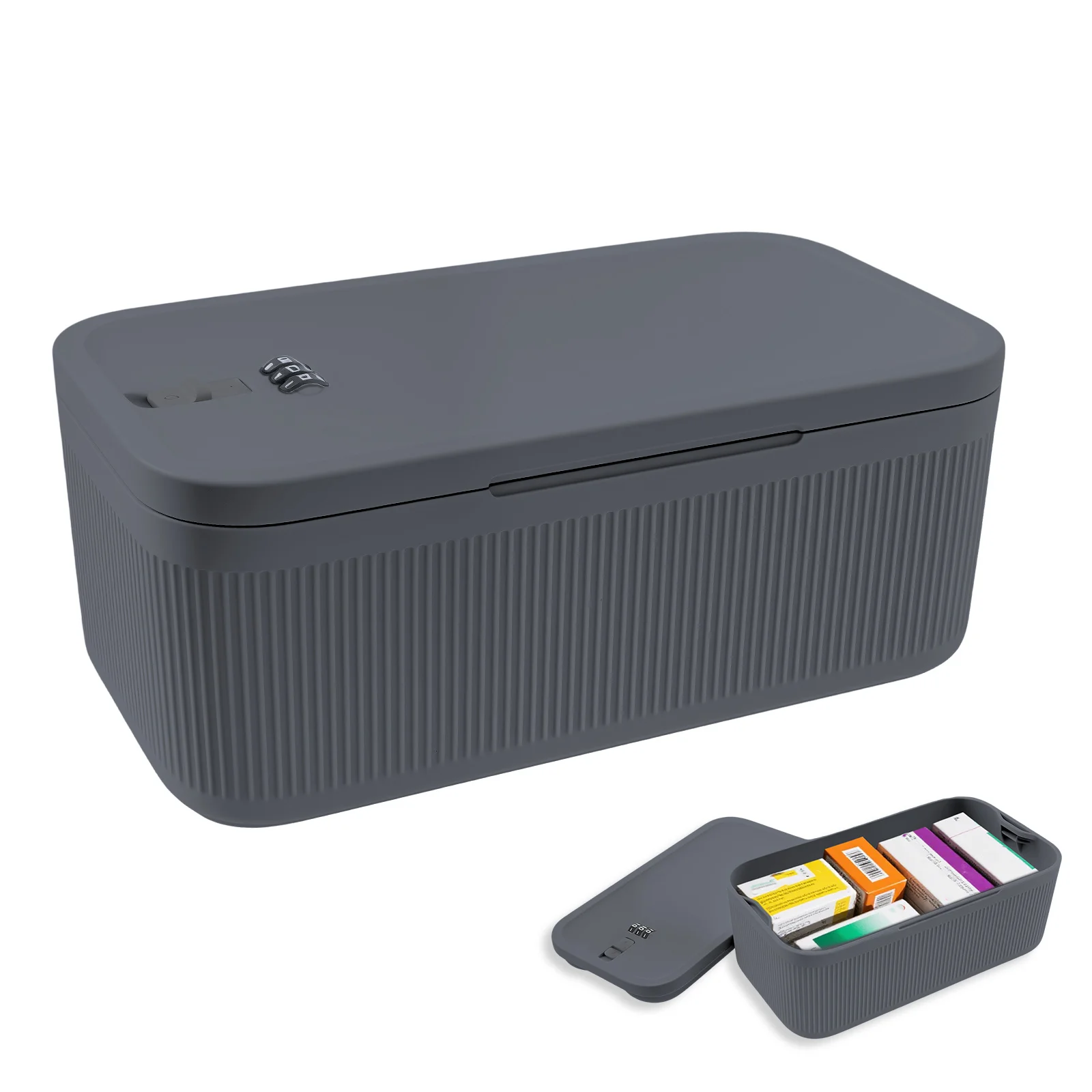 

Запирающийся ящик для лекарств, универсальный сейф, небольшой запираемый ящик для хранения, портативный контейнер для холодильника для еды для домашнего использования