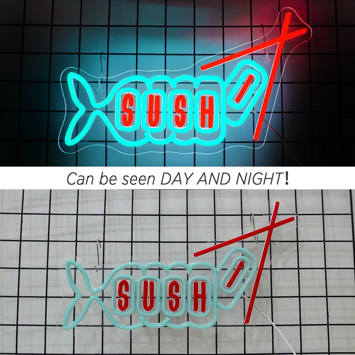 Sushi Neon Sign For Wall Decor LED Lights Fish Shaped Room Decoration Japanese Food Shop Bar Restaurant Kitchen Party USB Lamp