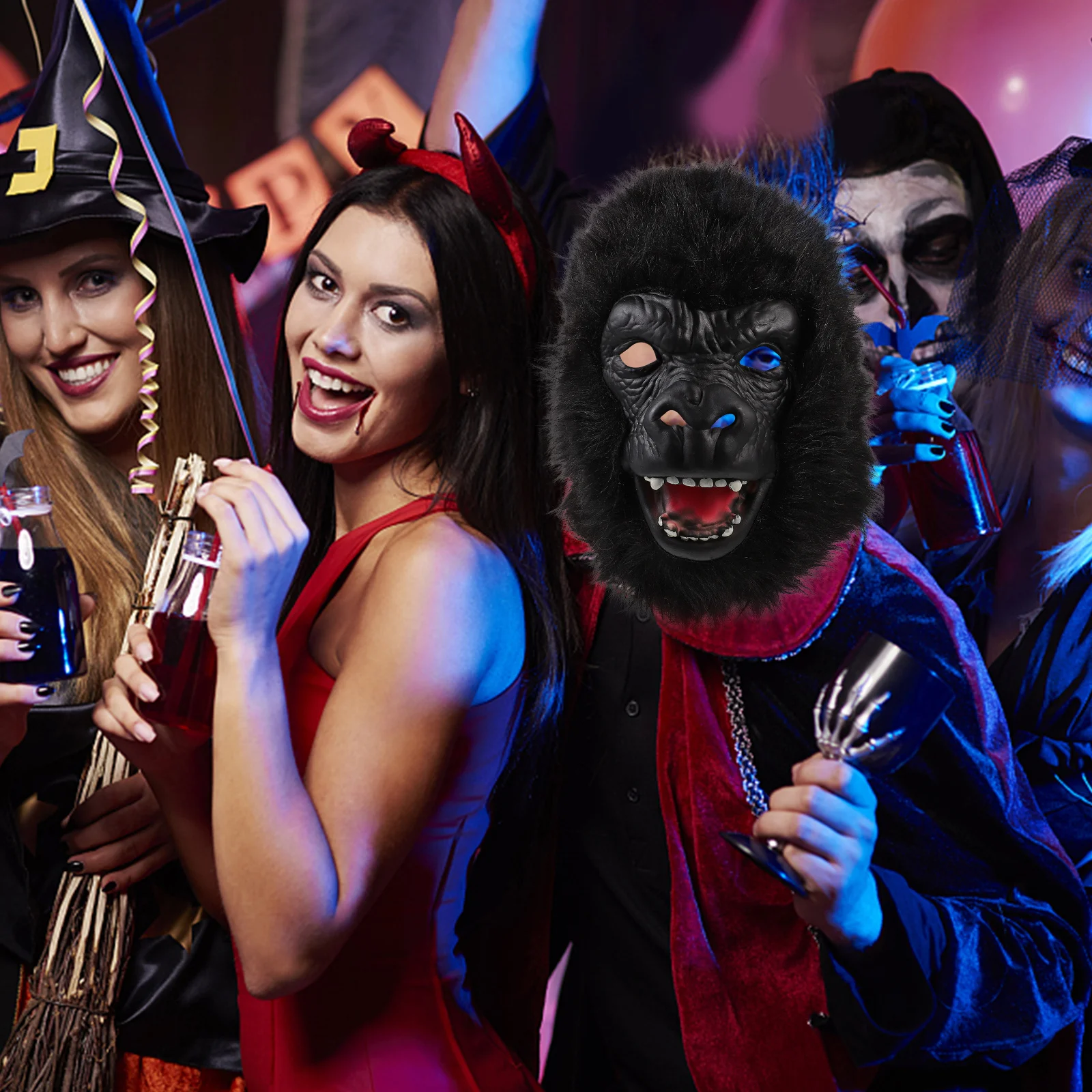 Masque Animal en Latex de gorille, 1 pièce, accessoires Photo pour fête, Cosplay, masque décoratif d'halloween, mascarade de carnaval Mardi Gras