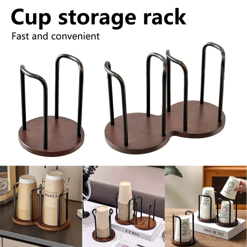 

1PCS Luxury Disposable Cup Storage Holder Water Tea Cups Dispenser Rack Shelf Longer Stick Mug Display Stand Home Organizer