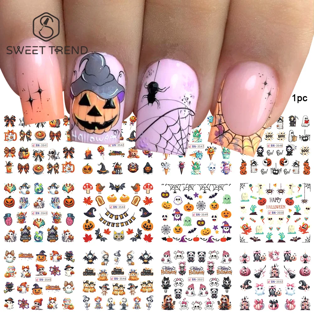 Waterslide Decal Paper - SWEET TREND-12 Design Halloween Wassertransfer-Nagelaufkleber Geister