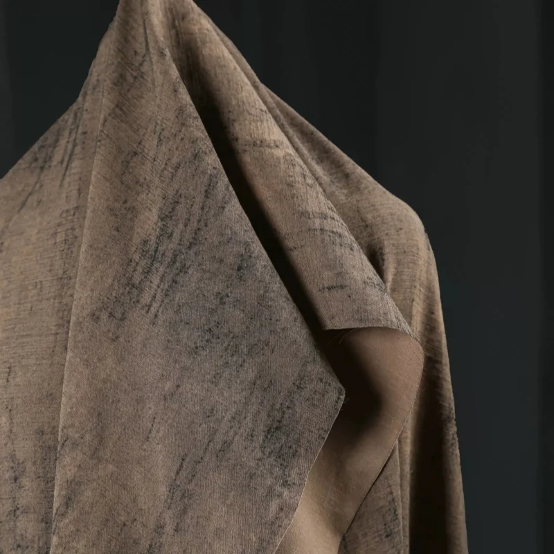Brownish-beige cotton and linen retro dress coat