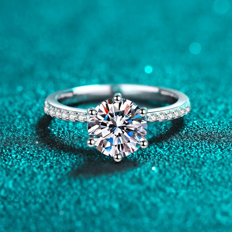 Vintage Classic Six-Claw Ring for Women, PT950 Platinum Base and 2 Carat Moissanite, combine six-claw craft and platinum texture