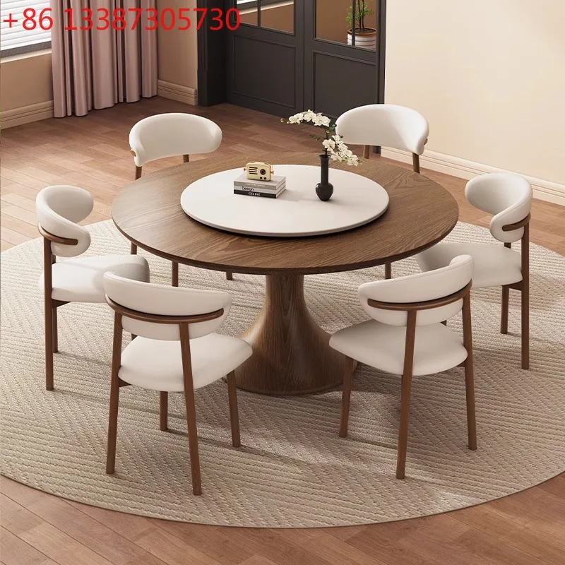 

Круглый стол в средневековом стиле с небольшой талией и проигрывателем для дома, винтажный обеденный стол из орехового ясеня