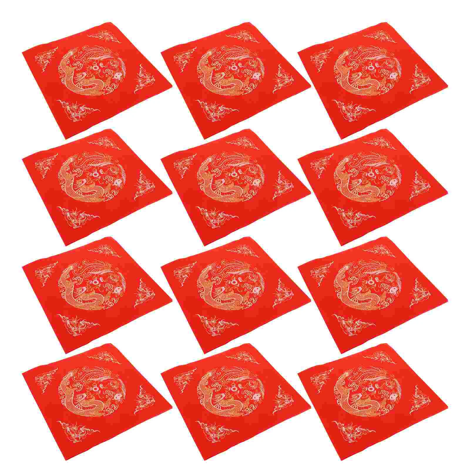 40 Pcs Decorate Red Paper Fight Chinese Spring Festival Scrolls Rice Fu Character New Year Party Decoration