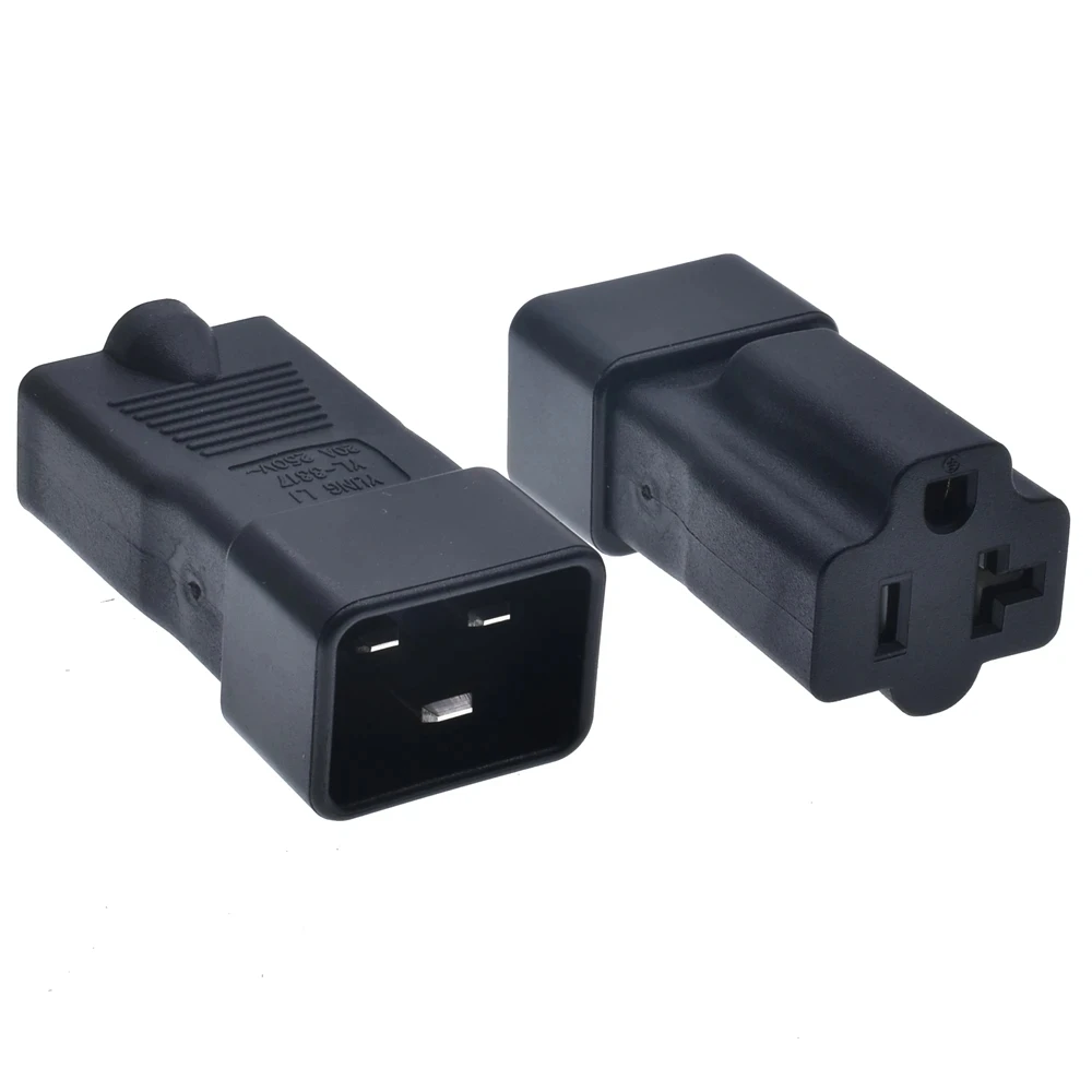 2-IN-1 IEC 320 C20 male to American standard female power adapter PS Plug to Nema PUD/UPS cabinet to 5-20r 20Amp AC Power Adapt