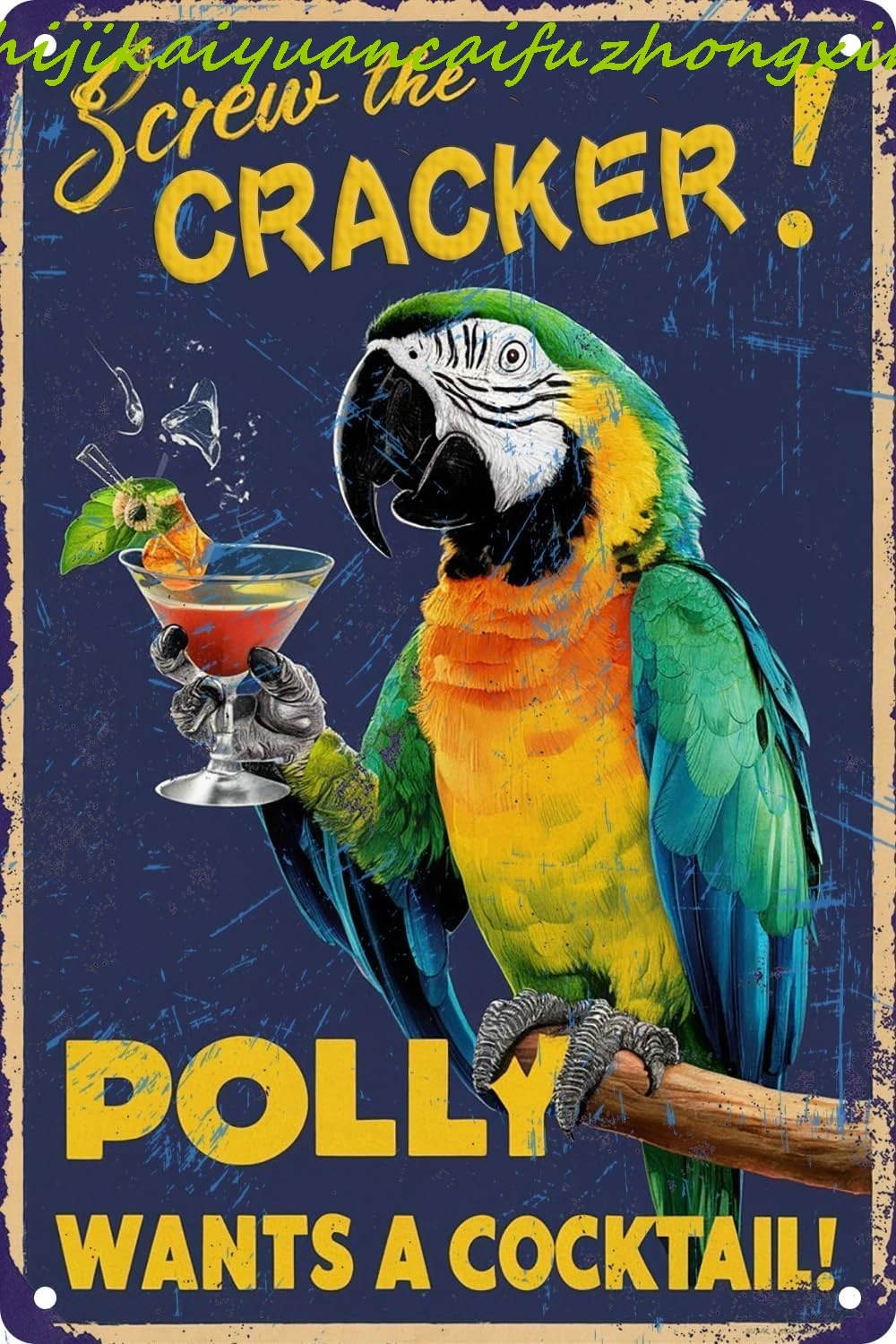 Retro Tin Signs Vintage Style Screw The Cracker Polly Wants A Cocktail Metal Sign For Indoor Outdoor Home Bar Coffee Kitchen Wal