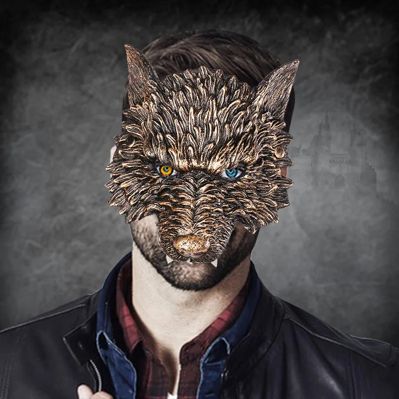 Le Cool Customized Halloween , wolf , animal face mask, foreign trade headgear, carnival party PU foam 3D realistic