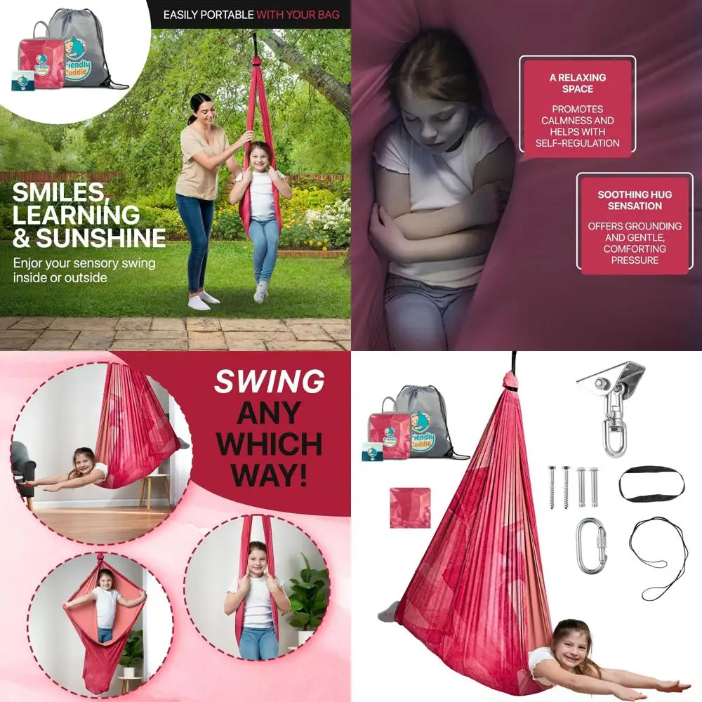 

Indoor Sensory Swing or Kids or Outdoor – Holds 300lbs, Double-Layer, & 360° Swivel, Calming Comprion Therapy Swing Hammock or K