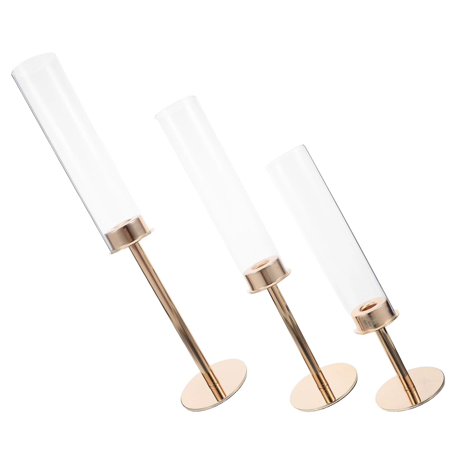 3 قطعة حامل معدني ذهبي قبة زجاجية متعددة الأحجام تفتق الشموع الزفاف محور ديكور المنزل الزجاج الأعاصير للشموع #1