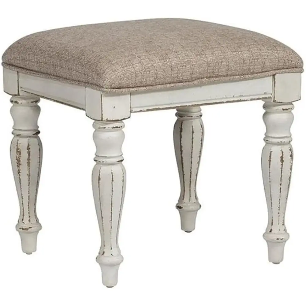 White Vanity Stool with Elegant Design