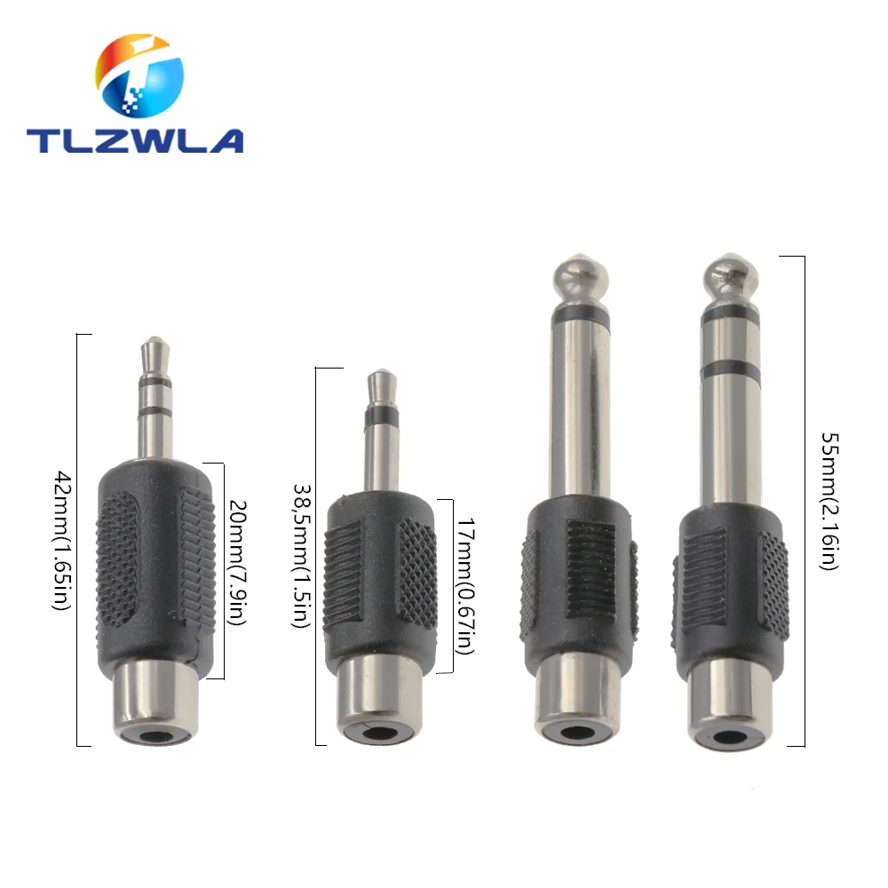 1PCS RCA Female Socket Turn 3.5MM Stereo Plug Audio Adapter 6.3MM Stereo Plug To RCA Socket 2 in 1 Stereo Connector