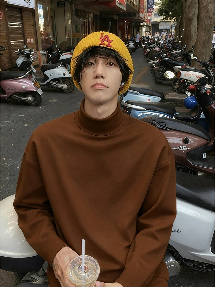 

Мужская базовая футболка Cé Brown с высоким воротником, осенне-зимняя, винтажная, премиум-класса, с длинным рукавом, для ношения под одеждой, подходит для...