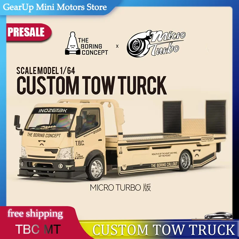 

New Presale Tbc Microturbo Mt 1:64 Custom Tow Truck Alloy Miniature Diecast Car Model Flatbed Trailer Toys Kids Ornament Gift