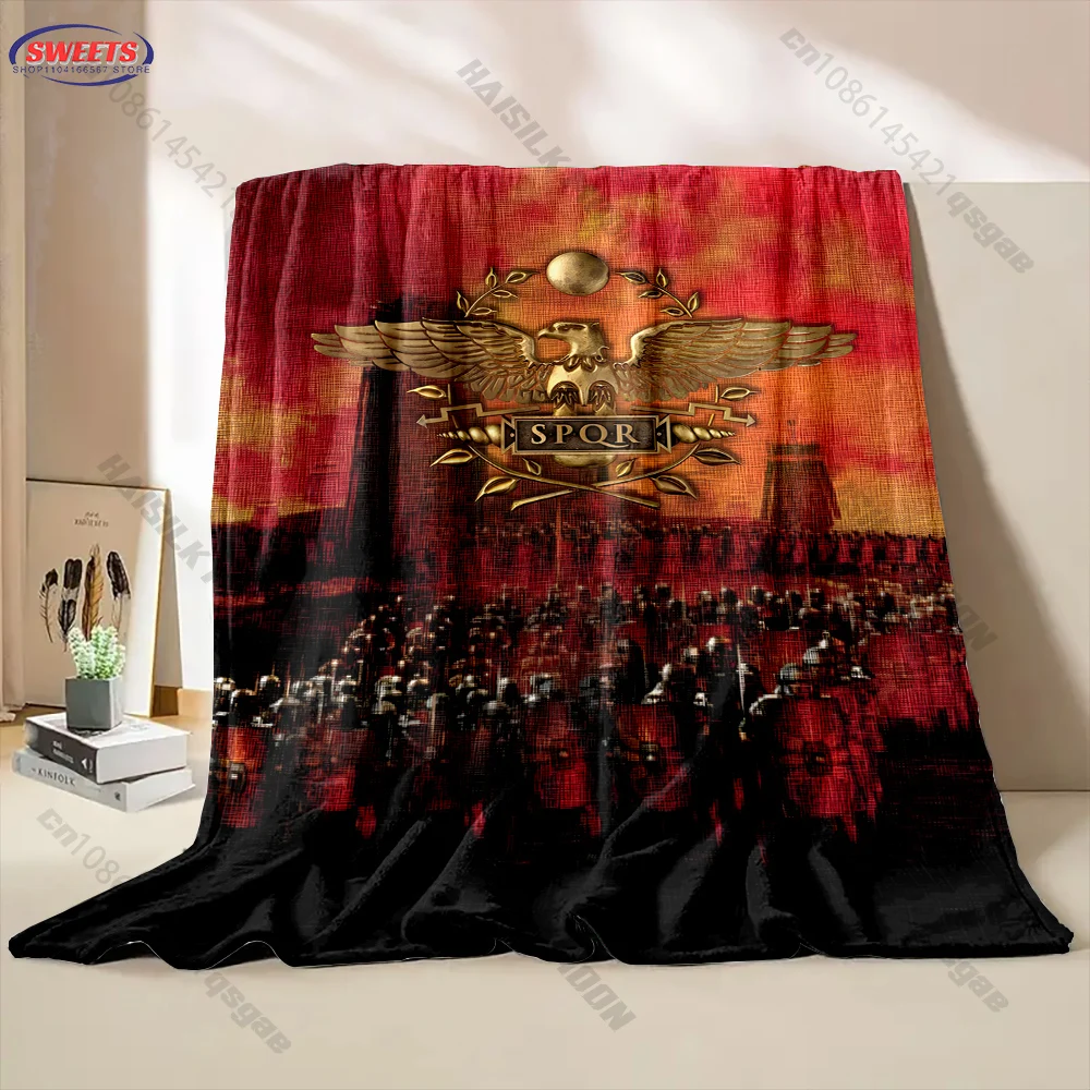 1PC  Ancient Roman Empire Logo Pattern Blanket Home Sofa Bed Travel Camping Blanket Bedding Cover Blanket Gift for Kids ＆ Adults