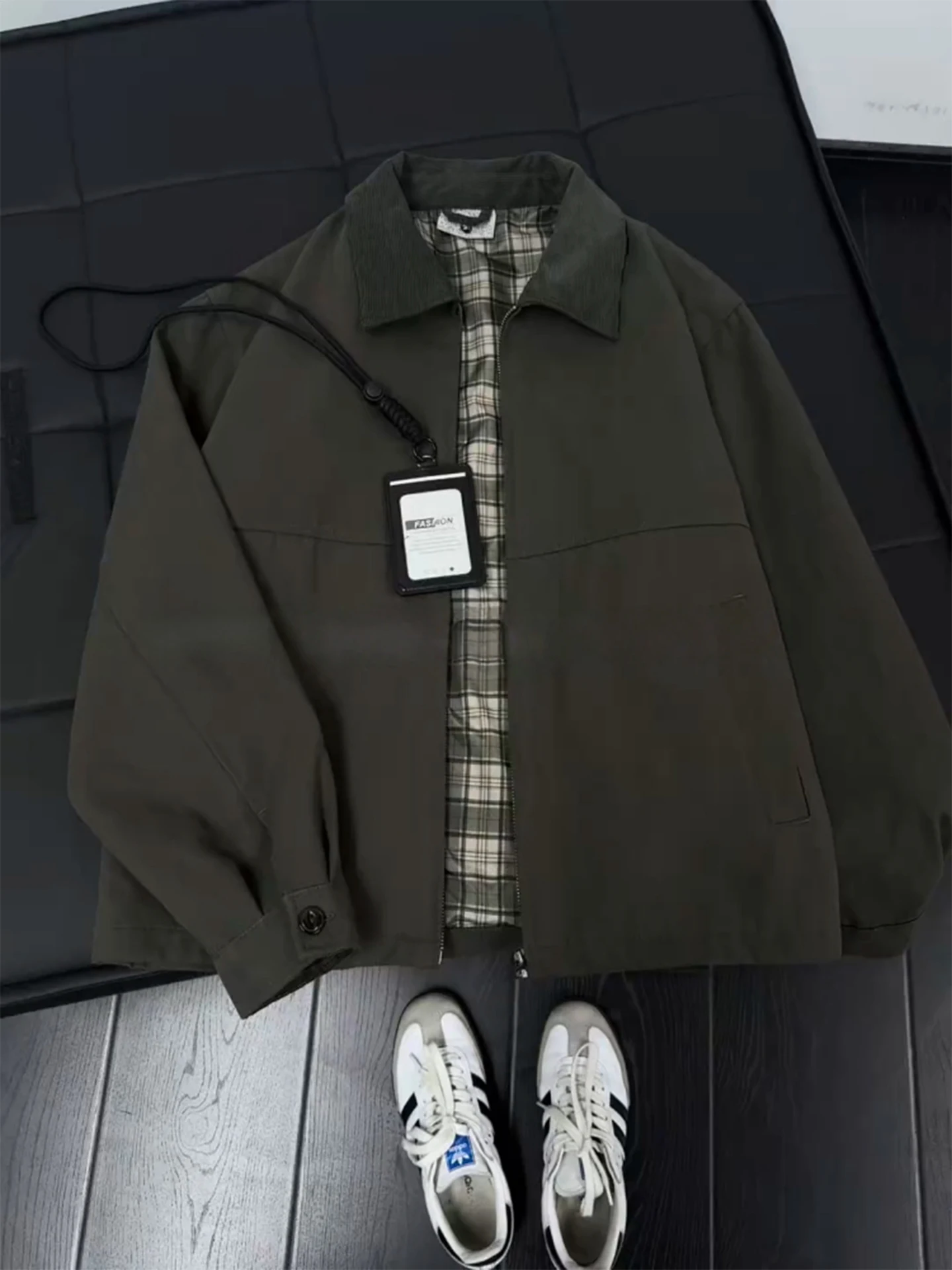

Мужская рабочая куртка Cleanfit Detroit Canvas Work Jaet, весенне-осенняя, в клетку, с высоким воротником, свободного кроя, повседневная, для носки на каждый день
