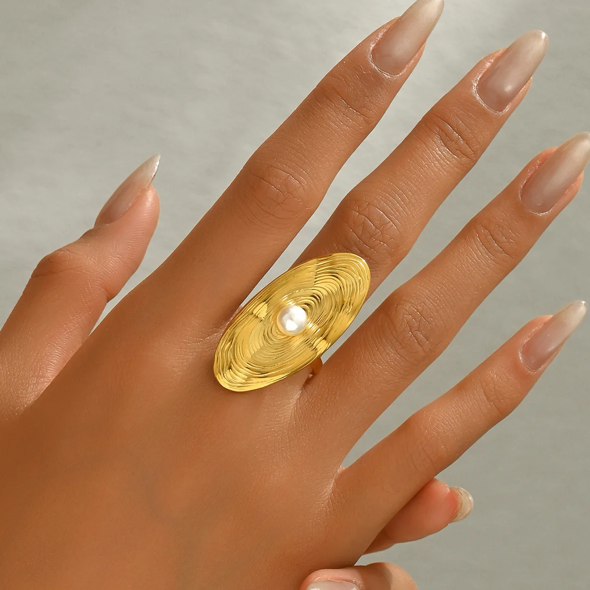 خاتم نسائي بتصميم جديد مرصع باللؤلؤ، خطوط شخصية، مفتوح ومتعدد الاستخدامات