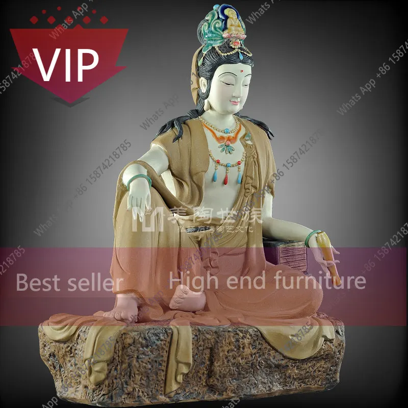 ZL Shiwan doll master Feng Zhiwei boutique home living room TV wine cabinet town house decoration Guanyin ceramic ornament