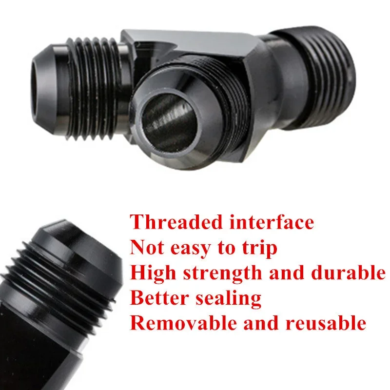 2Pcs 3-Way AN4 AN6 AN8 AN10 Y Adapter Block Male Thread Car Fuel Hose Fitting Adapters Oil Pipe Joint Universal Aluminium Black