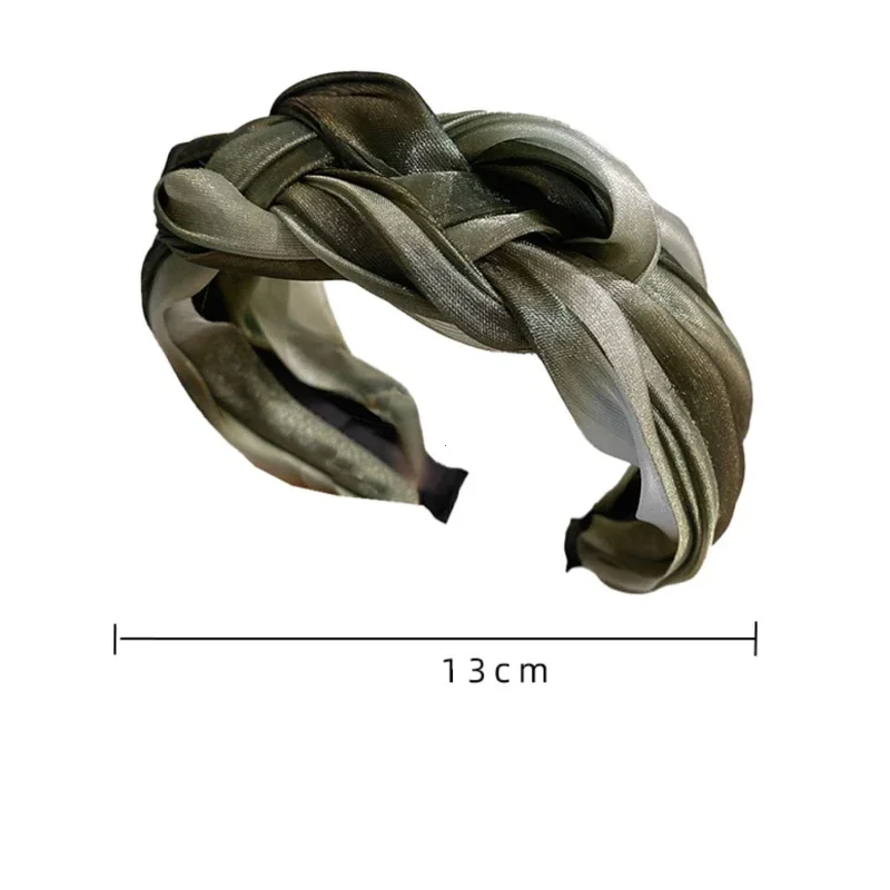 ファッション光沢のあるツイスト三つ編みヘッドバンド女性ガールワイドサイドヘアバンドシンプルなメッシュヘアフープ帽子ヘアアクセサリーヘア三つ編み