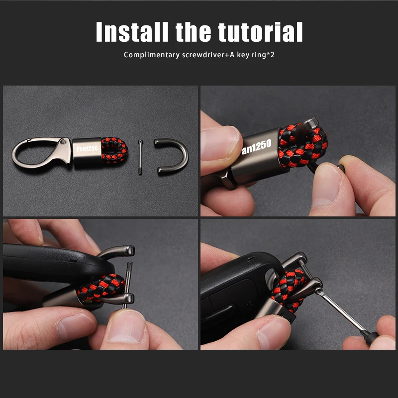 FOR HARLEY PAN AMERICA 1250 S 1250S PA1250 PA1250S Universal 2023 New Motorcycle Keyring Metal Key Ring Braided rope Keychain
