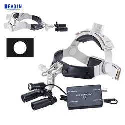 DEASIN 5X / 6X  Dental Surgical LED Headlight Headband Binocular Loupes Brightness Spot Ajustable Headlamp