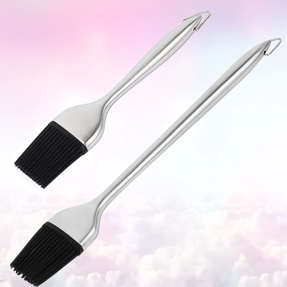 1Pcs Bbq Brush Silicone Oil Sauce Brush Stainless Steel Outdoor Home Baking Tool 8 Inch 12 Inch Round Tail Head Hanging Hook