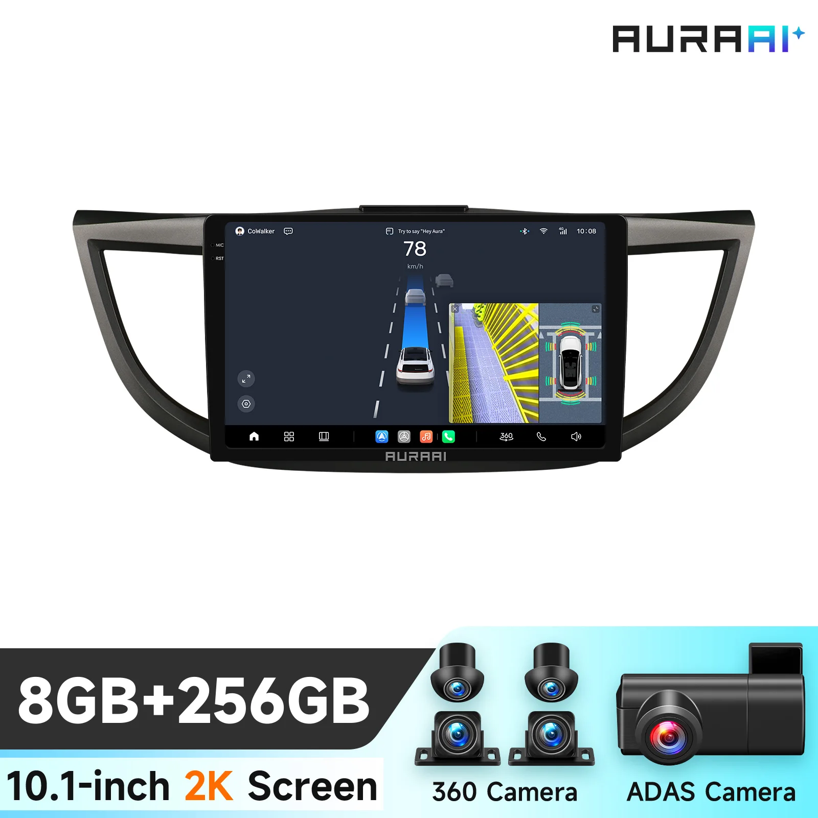 AURAAI X100 Auto-Multimedia-Player für Honda CRV CR-V III 2012 - 2016 Carplay Android Auto Radio ADAS 360 Kamera AI Voice 2K Intelligente Systeme