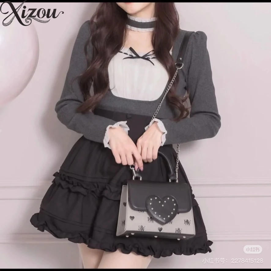 

Knitted Shirt Spring Autumn Long Sleeve Top Fashion O Neck T-Shirts Japanese Style Casual T Shirt Elegance Tops for Women