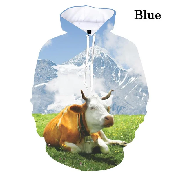 Autumn and Winter Sweatshirts Pullover 3d Animal Cow Print Hoodie Men&women Unisex Cool Fashion Long-sleeved Hoodies