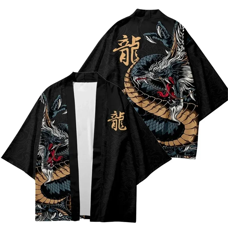 Men Oriental Shirt Short Sleeve Mythical Tattoo Japanese Casual Comfortable 3D Printed Novelty Trendy Fashion New Stylish Dragon