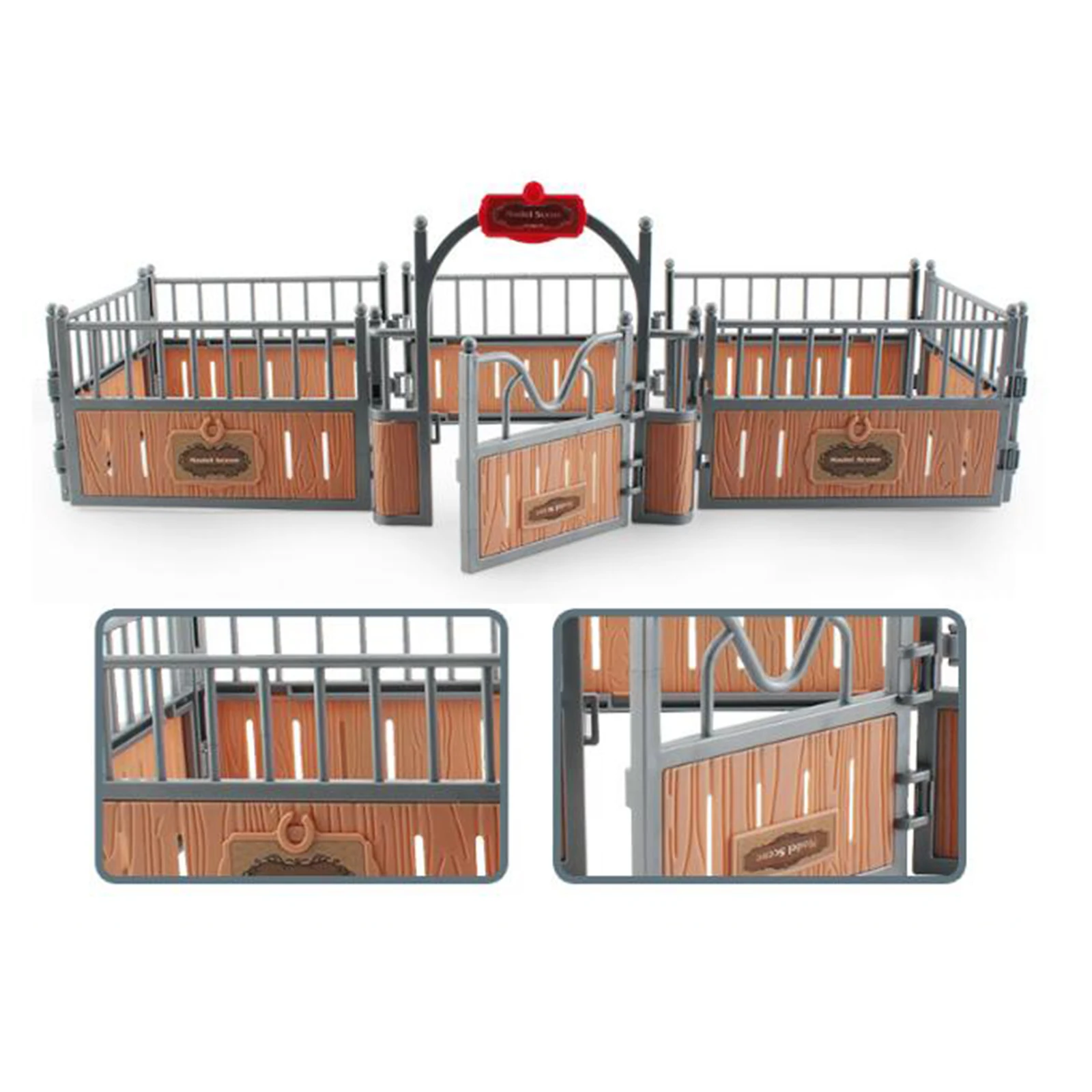 Toys Model Realistic Horse Stable Model Horse Corral Fencing Horse Stall Miniature Scene Layout for Kids Decoration