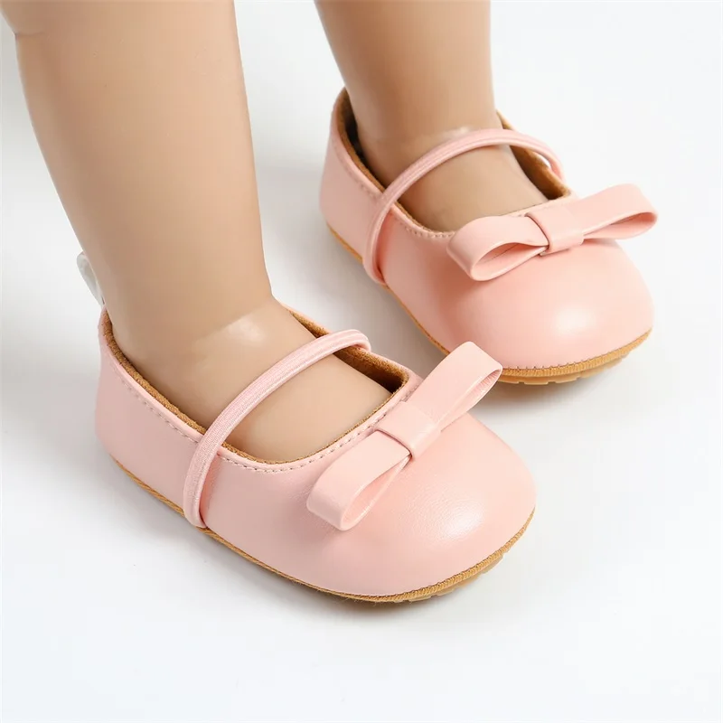 0-18M Baby Girl Princess Shoes Cute Bowknot Mary Jane Wedding Slippers Cute Wedding Dress Shoes Small Leather Shoes