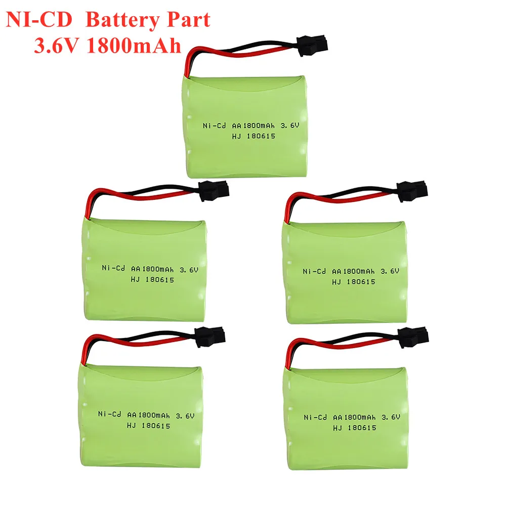 Batería ni-cd de 3,6 v y 1800mah para juguetes Rc, tanques de coches, trenes, pistolas, batería recargable NICD de 3,6 v para barcos RC, batería de 1 a 10 Uds.