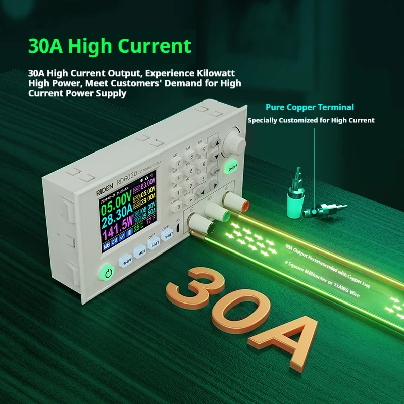 RD6030-W 60 فولت 30A تيار مستمر تيار مستمر الجهد الحالي تنحى استقرت مختبر وحدة امدادات الطاقة باك قابل للتعديل محول شحن البطارية