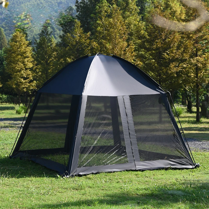 3 4 5 6 Person Outdoor Black Glue Awning Tent Camping Shelter Anti Mosquito UV Family Pergola Picnic Tarp Portable Car Canopy