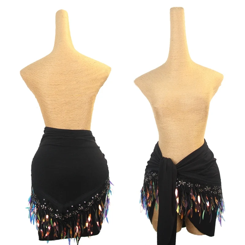 Latin Dance Tassels Short Skirt Practice Dress Hip Sacrf Women Irregular Chacha Rumba Tango Dance Adult Female Skirts DQL10319