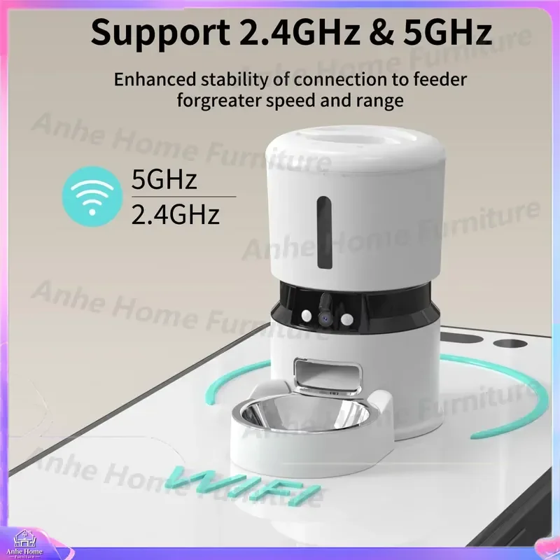 Smart Automatic Pet Feeder WiFi App Control Dog Cat Food Dispenser Dual Stainless Steel Bowls Programmable Timer Voice Record