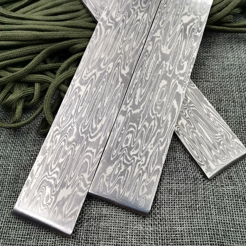 Dobeli 220X30X3MM Damascus Steel Billet Sandwich Steel Blade Blanks Bar DIY Knife Making Raw Material Handmade Tool Parts