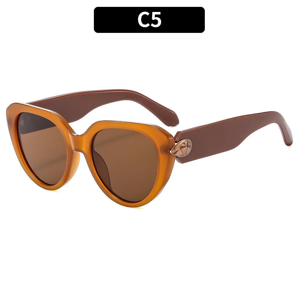 2025 New Women's Fashionable Cat-Eye Gemstone Sunglasses Cross-Border European and American Personalized Sunglasses Sunglasses