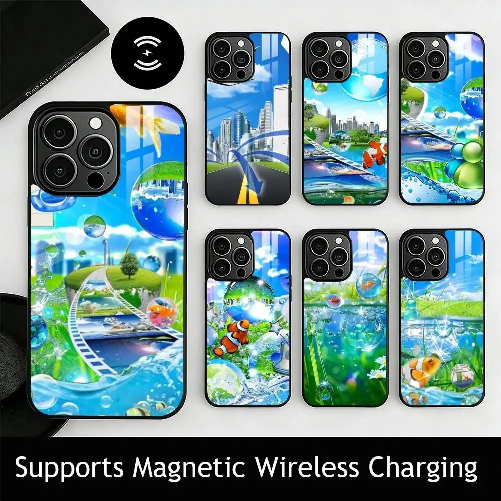 Frutiger Aqua art gift Phone Case For iPhone17,16,15,14,13,12,11 Plus,Pro Compatible with magnetic wireless charging
