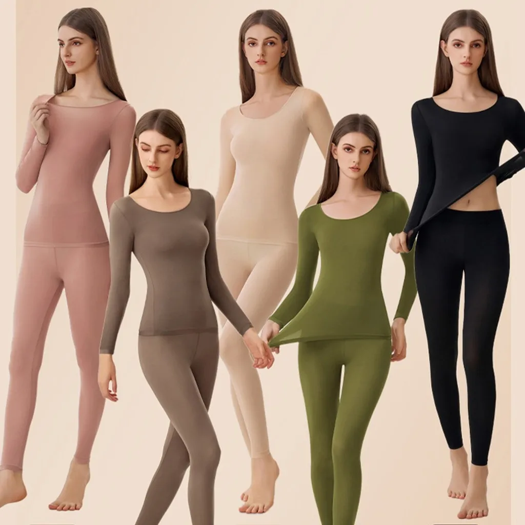 ZXYOUPING Seamless Bottoming Shirt Set Autumn and Winter Slim Elastic Bottoming Shirt Invisible Thin Bottoming Underwear Set