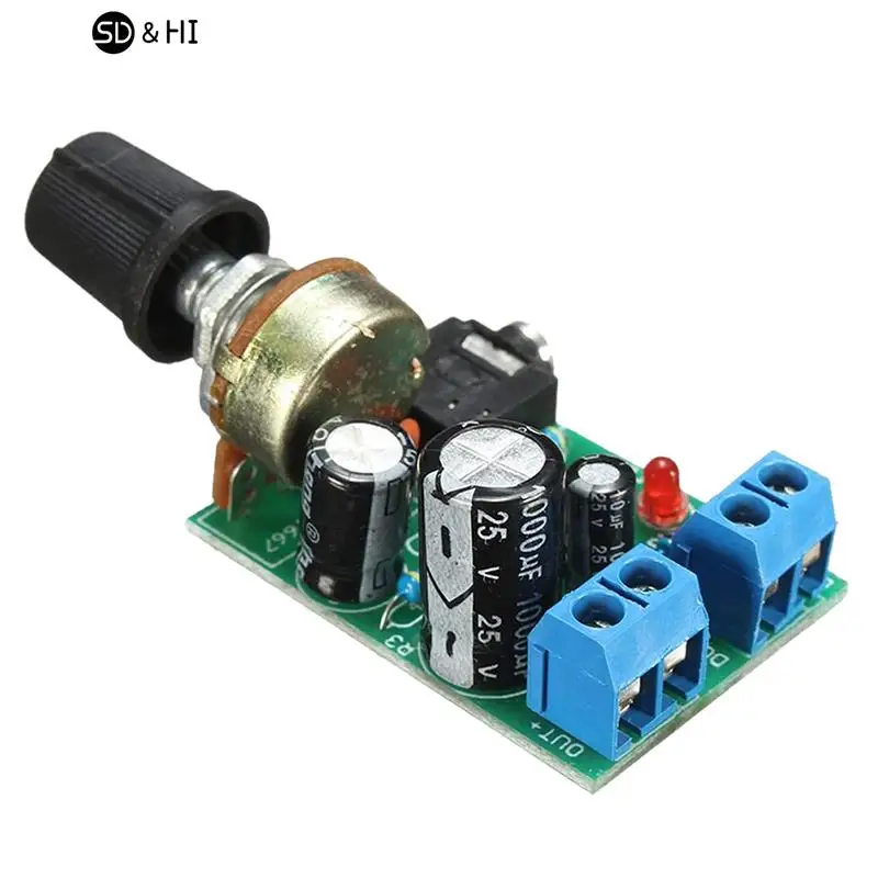 1pc LM386 10W Audio Amplifier Board Mono 3.5mm DC 3-12V Volume Control