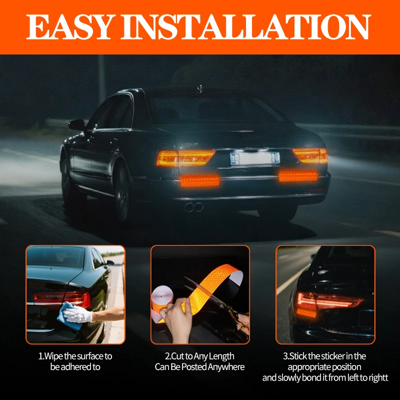 Reflective Warning Solid Color Reflective Sticker-Self-Adhesive Universal Safety Label Sticker Automobiles Motorcycles Bicycles