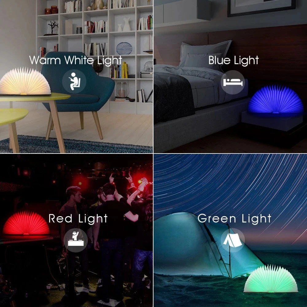 Multicolor Book Night Light 360° Foldable LED Desk Table Lamp Reading Lamp USB Charge Magnetic Home Decor Gift Luces Decorativas